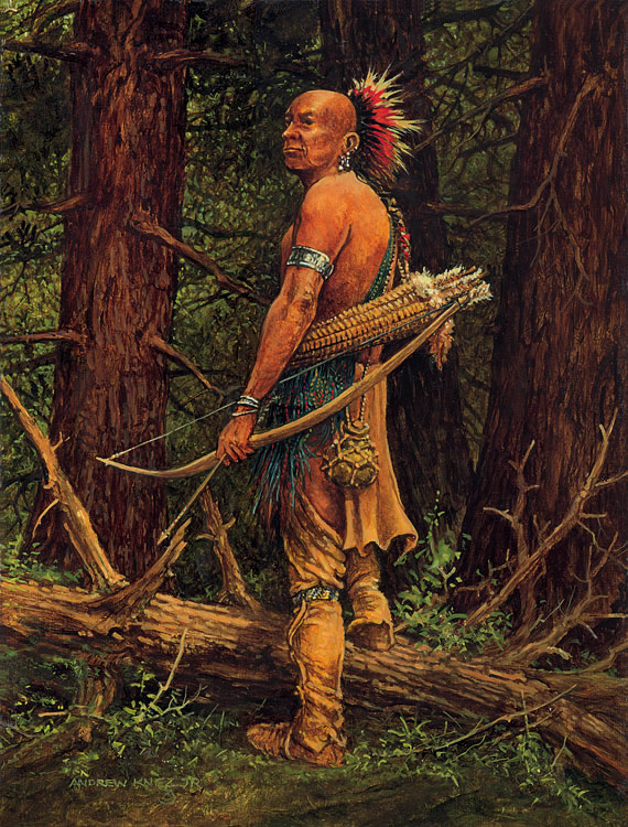 PAINTING OF NATIVE WITH BOW