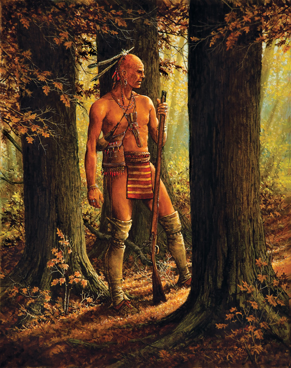 WOODLAND INDIAN IN FOREST